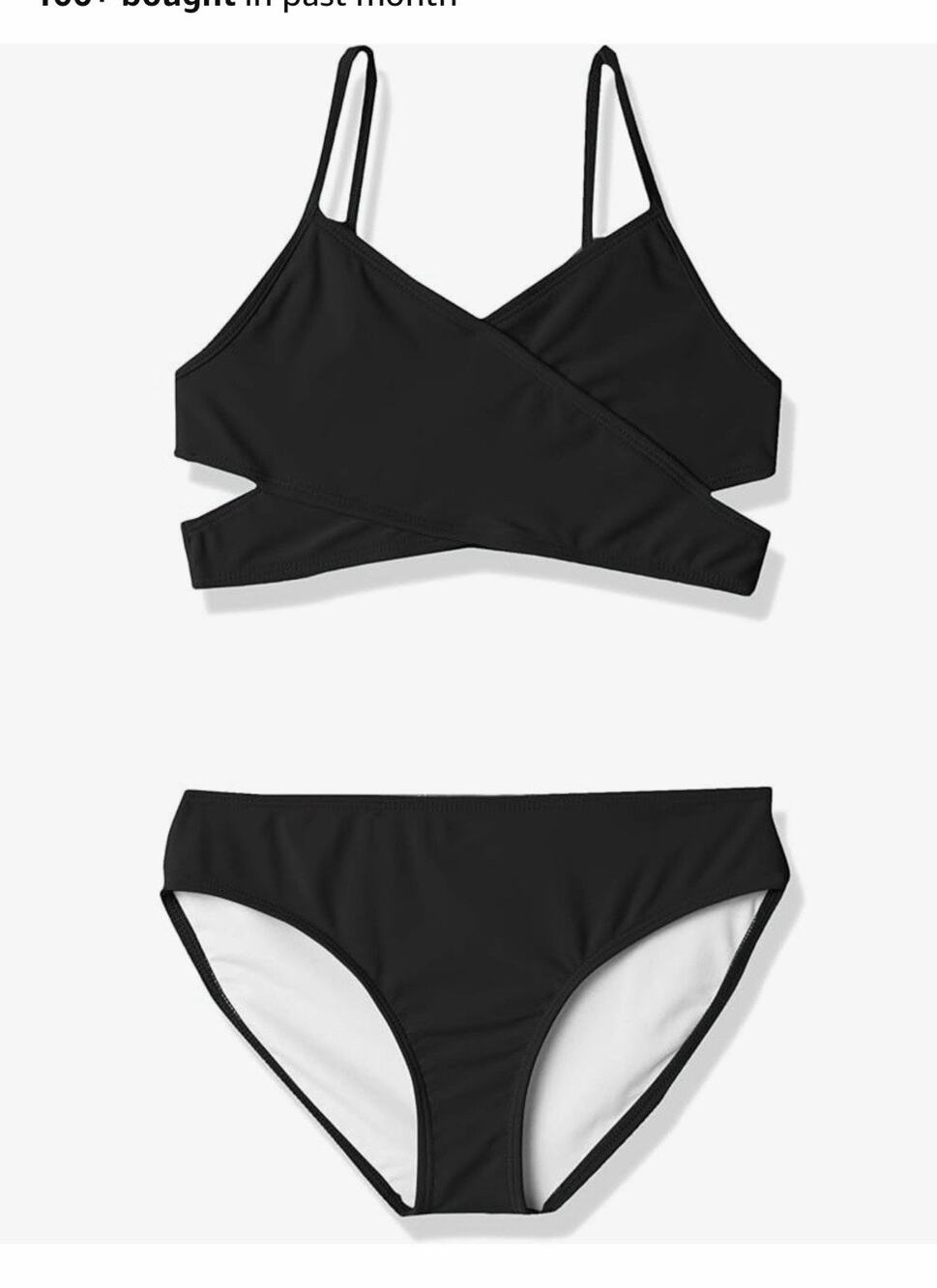 Kanu Surf Girls Coral Reef Beach Sport Wrap Around Bikini Swimsuit, Black SZ 8